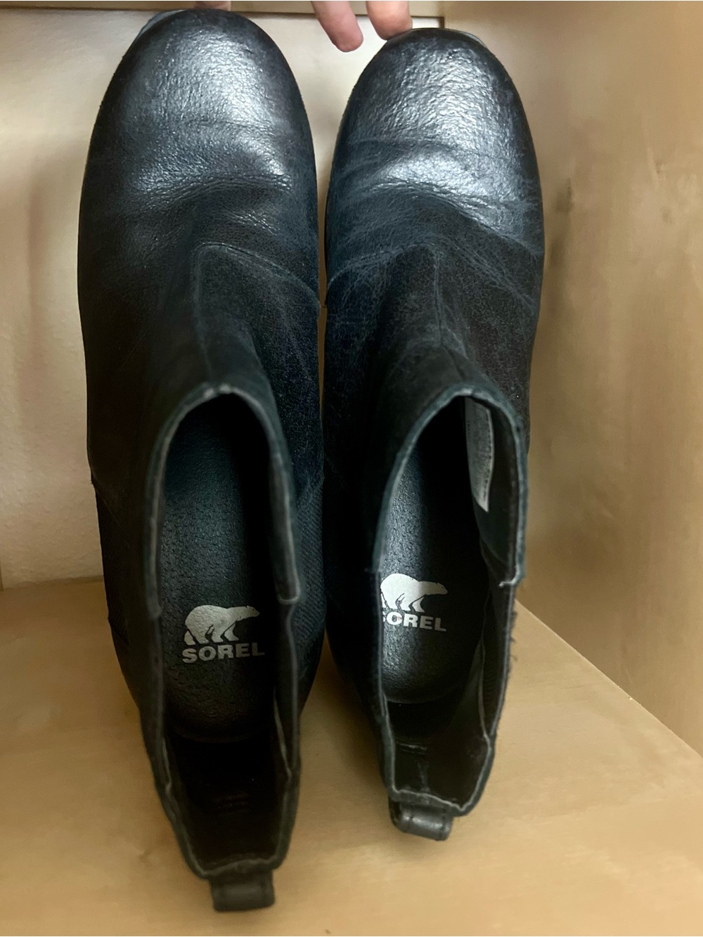 Sorel Black Joan of Arctic Wedge III Chelsea Boots size 11 - Waterproof Leather - Picture 13 of 14